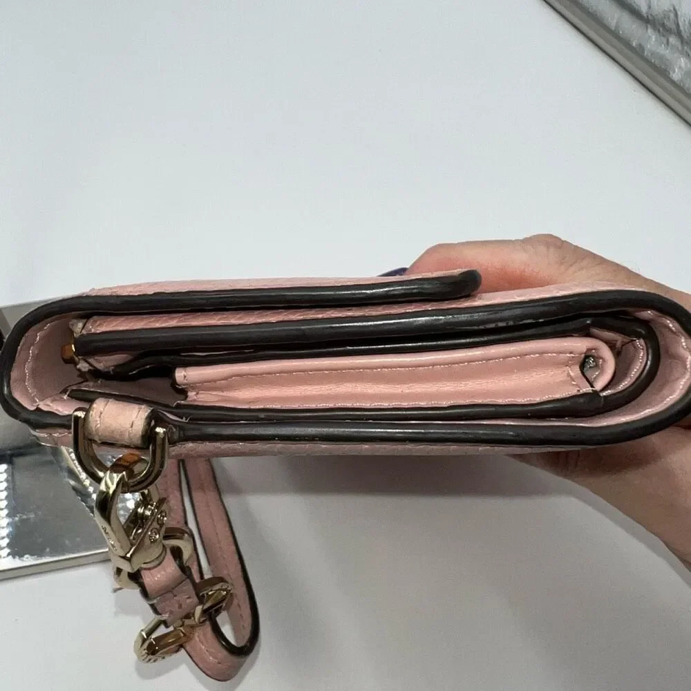Michael Kors Long Wallet/Phone Holder Wristlet in Blush Soft Leather